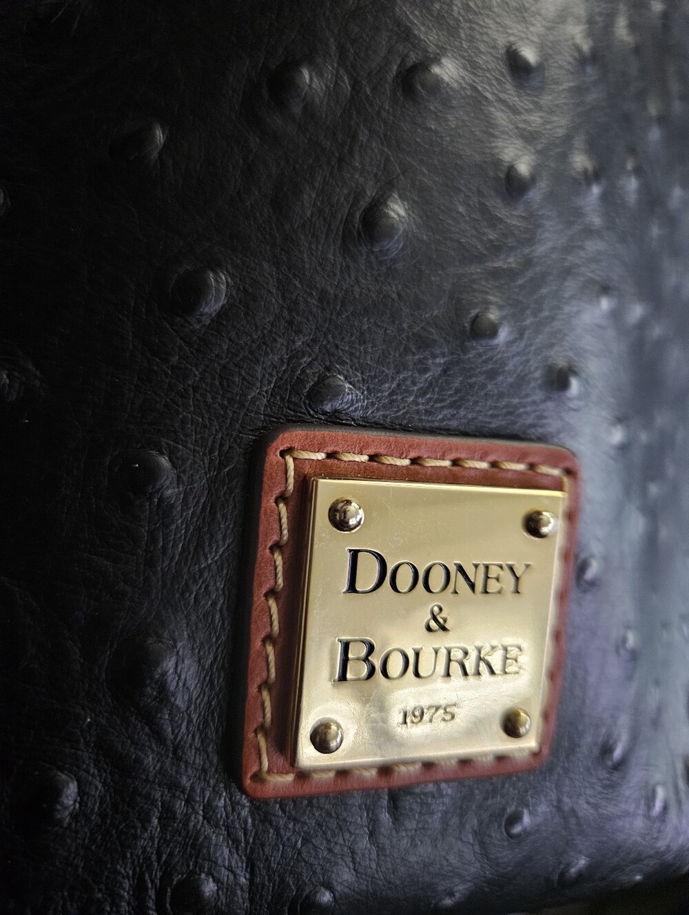Dooney & Bourke Leather Embossed Ostrich Cooper Hobo Black Shoulder Bag - Picture 16 of 16